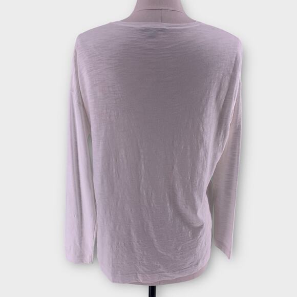 Lisa Todd White Embroidered "Blah Blah" Long Sleeve V-Neck Top Women's Small - Picture 3 of 12